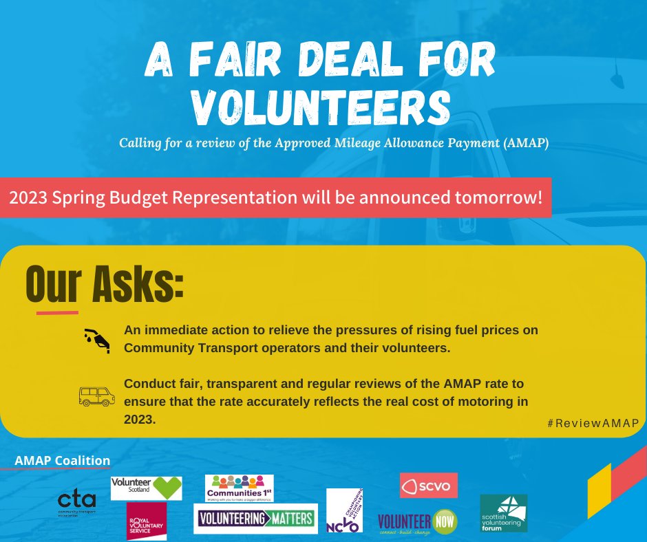 CTAUK1's tweet photo. Fingers-crossed...we hope @hmtreasury has included provisions for increasing the mileage allowance for motoring, as this will go a long way to incentivise volunteering and increase the vitality of community transport #springbudget #ReviewAMAP @Jeremy_Hunt @jcartlidgemp https://t.co/cwjwNya6W3