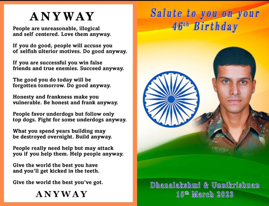 megirish2001's tweet photo. #TuesdayFeeling 
Birthday wishes today were for actor's 58th. Was soldier on screen

Tomorrow is blessed 46th birthday of a Real Hero

#MajorSandeepUnnikrishnan wasn't acting when he said, 'Don't come up, I'll handle them'

Parents have invited. Wishes... ? 
 #FreedomIsNotFree 🇮🇳 https://t.co/ayfVu5ztN2