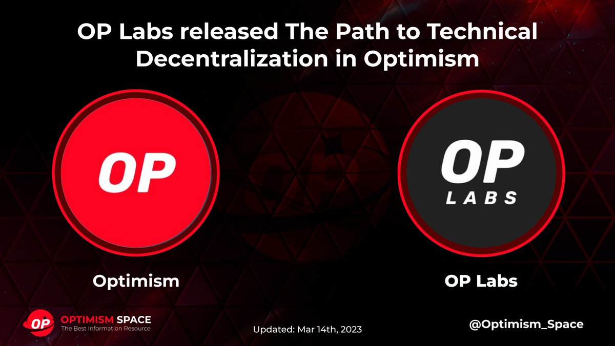 allornothing_np's tweet photo. 🔥 BREAKING NEWS 🔥 

✨ @OPLabsPBC released The Path to Technical Decentralization in @optimismFND ✨

 👉 An update on OP Labs’ goals for advancing Optimism’s technical decentralization. 

#Optimism #OptimismSpace https://t.co/QGOFdmwqtc