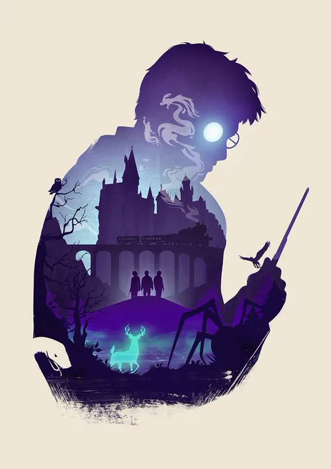 La saga de Harry Potter en una única imagen. 