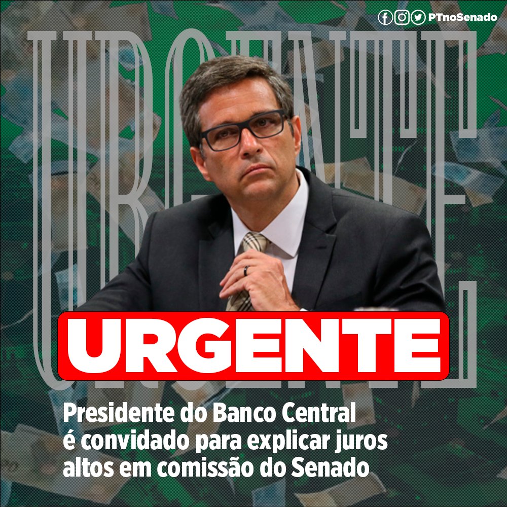 PTnoSenado's tweet photo. A vergonhosa taxa de juros praticada hoje no Brasil impede a tomada de empréstimos para investimentos e afeta negativamente o crescimento econômico.

Campos Neto precisa explicar o que está por detrás desse índice. https://t.co/uMfdEOTVO4