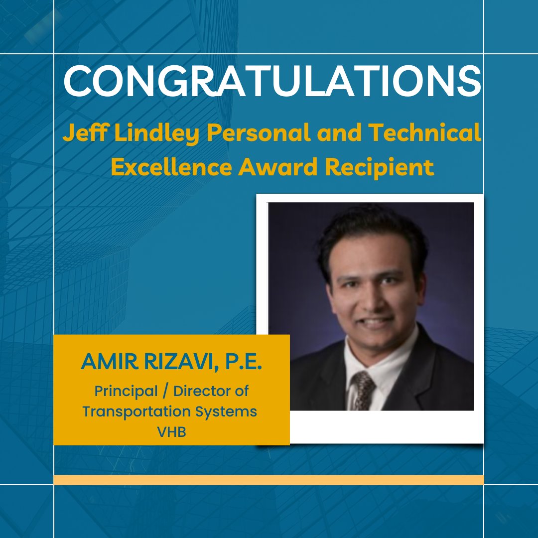 ITE - Community of Transportation Professionals (@itehq) on Twitter photo Congratulations to Amir Rizavi, P.E. for being awarded the Jeff Lindley Personal and Technical Excellence Award. Read more here: bit.ly/3YLNOUP <a href="/skuciemba/">Steve Kuciemba</a> <a href="/erensel/">Eric Rensel</a> <a href="/VHBnow/">VHB</a> Congratulations to Amir Rizavi, P.E. for being awarded the Jeff Lindley Personal and Technical Excellence Award. Read more here: bit.ly/3YLNOUP <a href="/skuciemba/">Steve Kuciemba</a> <a href="/erensel/">Eric Rensel</a> <a href="/VHBnow/">VHB</a>