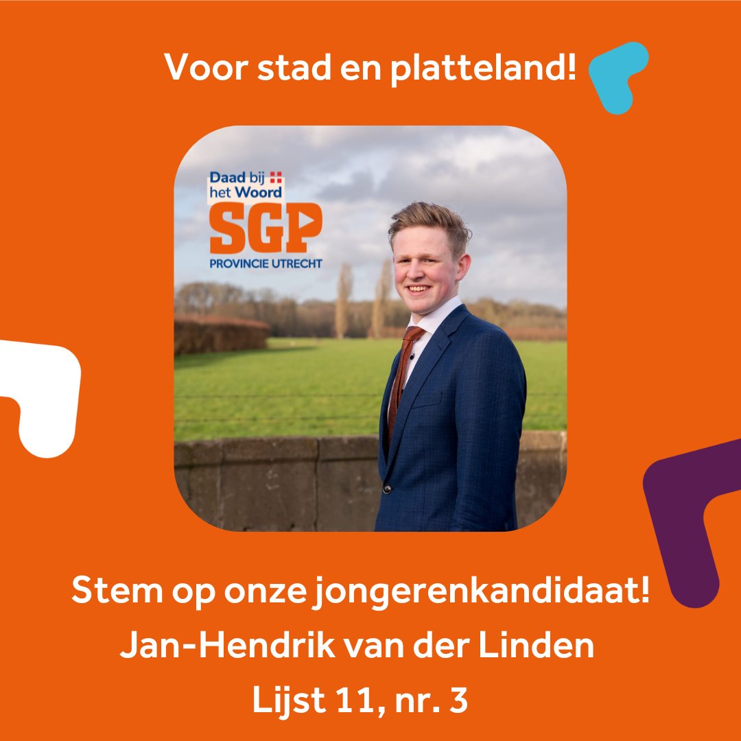 VERKIEZINGEN | Woensdag is het zo ver: de verkiezingen voor de Provinciale Staten worden gehouden. @JanHendrikvdL  staat op de derde plaats van de kandidatenlijst en wil zich inzetten voor een goed OV en een toekomst voor jonge boeren! Stem daarom lijst 11, nummer 3.