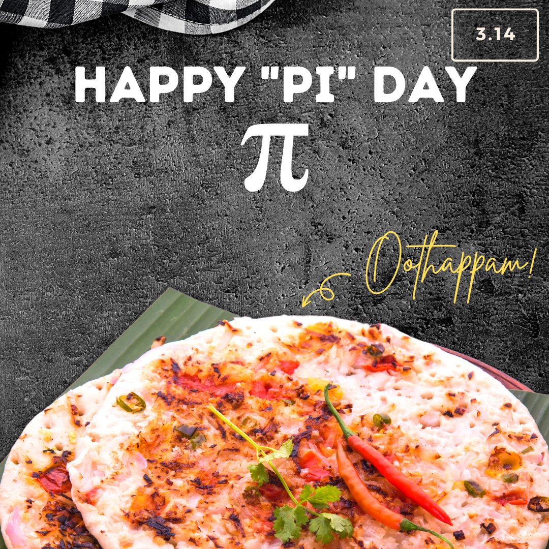 Happy Pi Day everyone! 🥧🎉 
... if pizzas are considered a pie, we argue so should oothappams! 👌
#PiDay #otthappam #MathAndFood #HappyPiDay #KWAwesome
