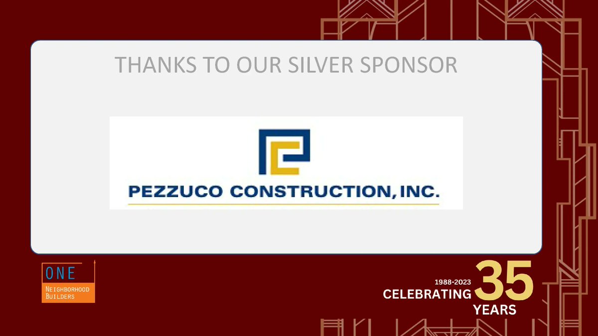 1_neighborhood's tweet photo. Pezzuco Construction literally helps us build. Thank you for also supporting our 35th Anniversary celebration at the Silver Sponsor level! #onenb35th https://t.co/Jysjz9vybk https://t.co/865Ib5YgNM