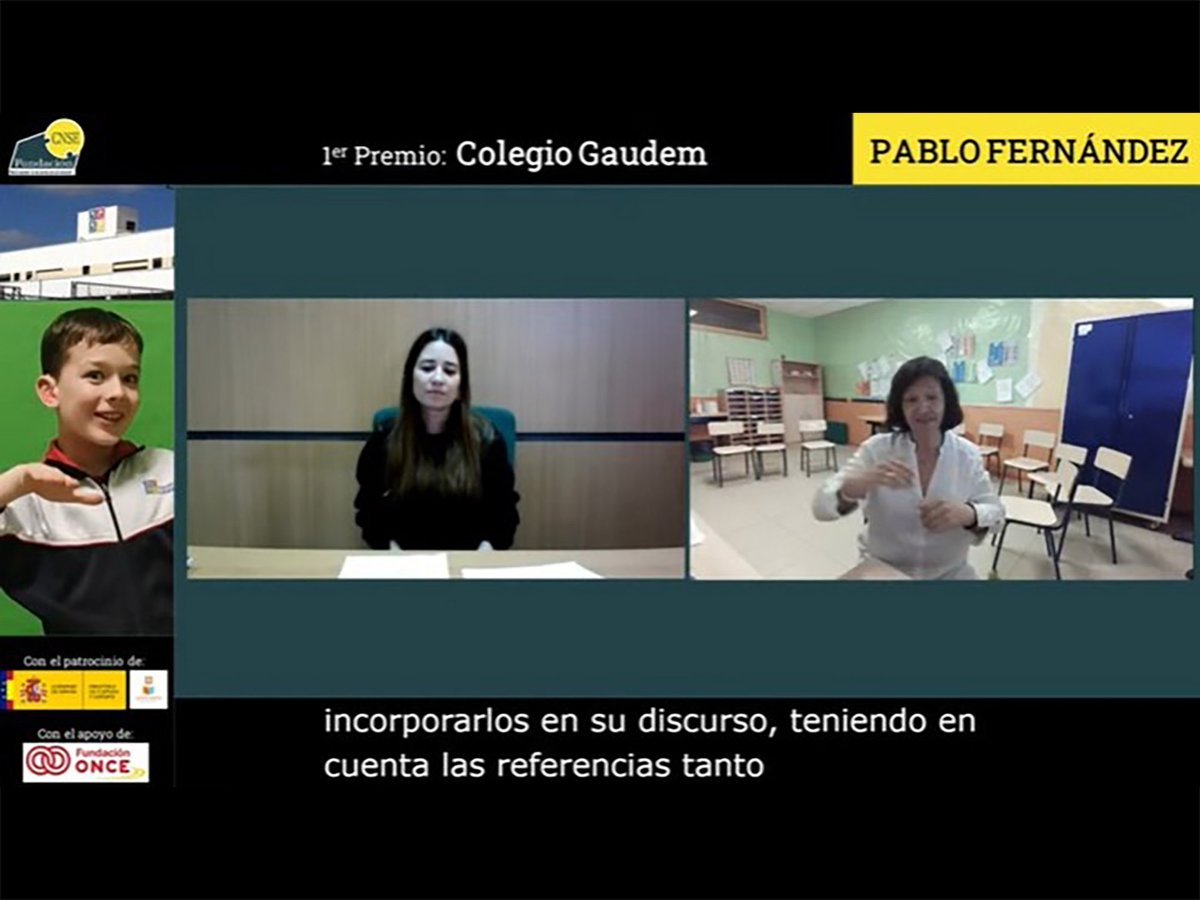 ColegioGaudem's tweet photo. La @FundacionCNSE ha entregado los premios del concurso estatal de cuentos en lengua de signos, siendo nuestro alumno Pablo el ganador del primer premio 🥇

El concurso ha sido posible gracias a @culturagob y de @Fundacion_ONCE ✌️

#ColegioGaudem > #UnProyectoSingular https://t.co/ANb0hJUVC7