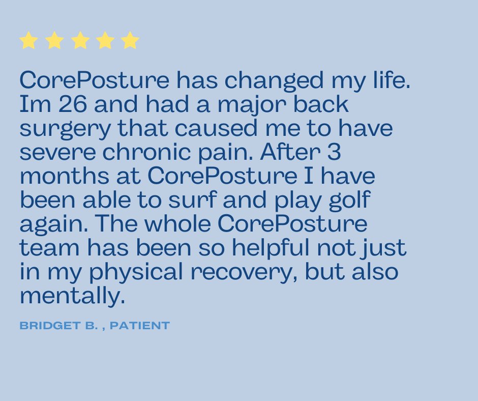 coreposture's tweet photo. 🥳 PATIENT TESTIMONY 🥳

Hey, CorePosture Family!! 

We wanted to share this. 🤍

Our patients mean the world to us and we want nothing but to see them succeed and live the pain-free life they deserve to live! ☀️ Seeing testimonies like this make us so happy! 💙

Have the best Tu https://t.co/rPOTdn1FMk