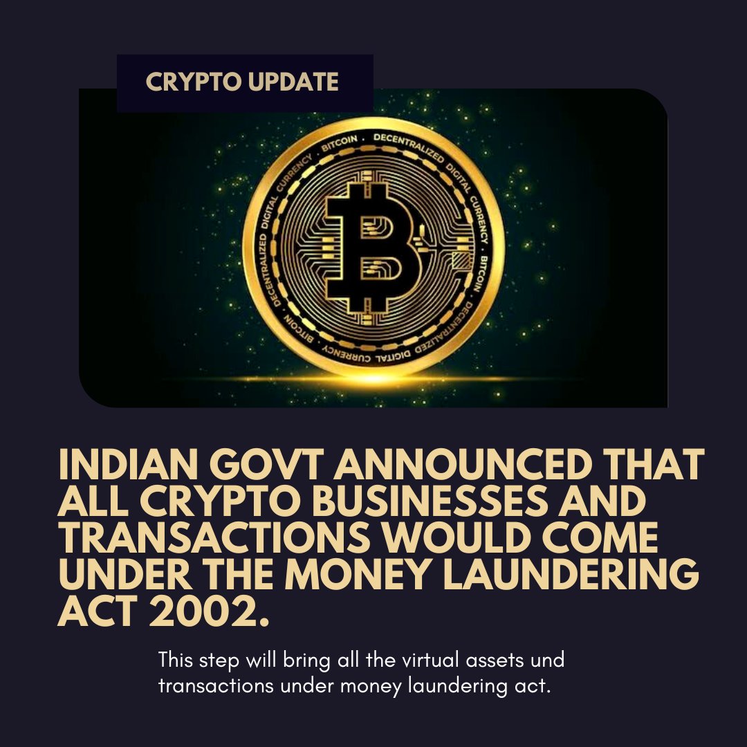 itsmetauniverse's tweet photo. Be more careful if you are enjoying #Crypto and virtual assets in #India.
#Moneylaunderingact 2002 will take care of the things.
#Cryptocurency #CryptoNews https://t.co/j6Ww5dfyrf