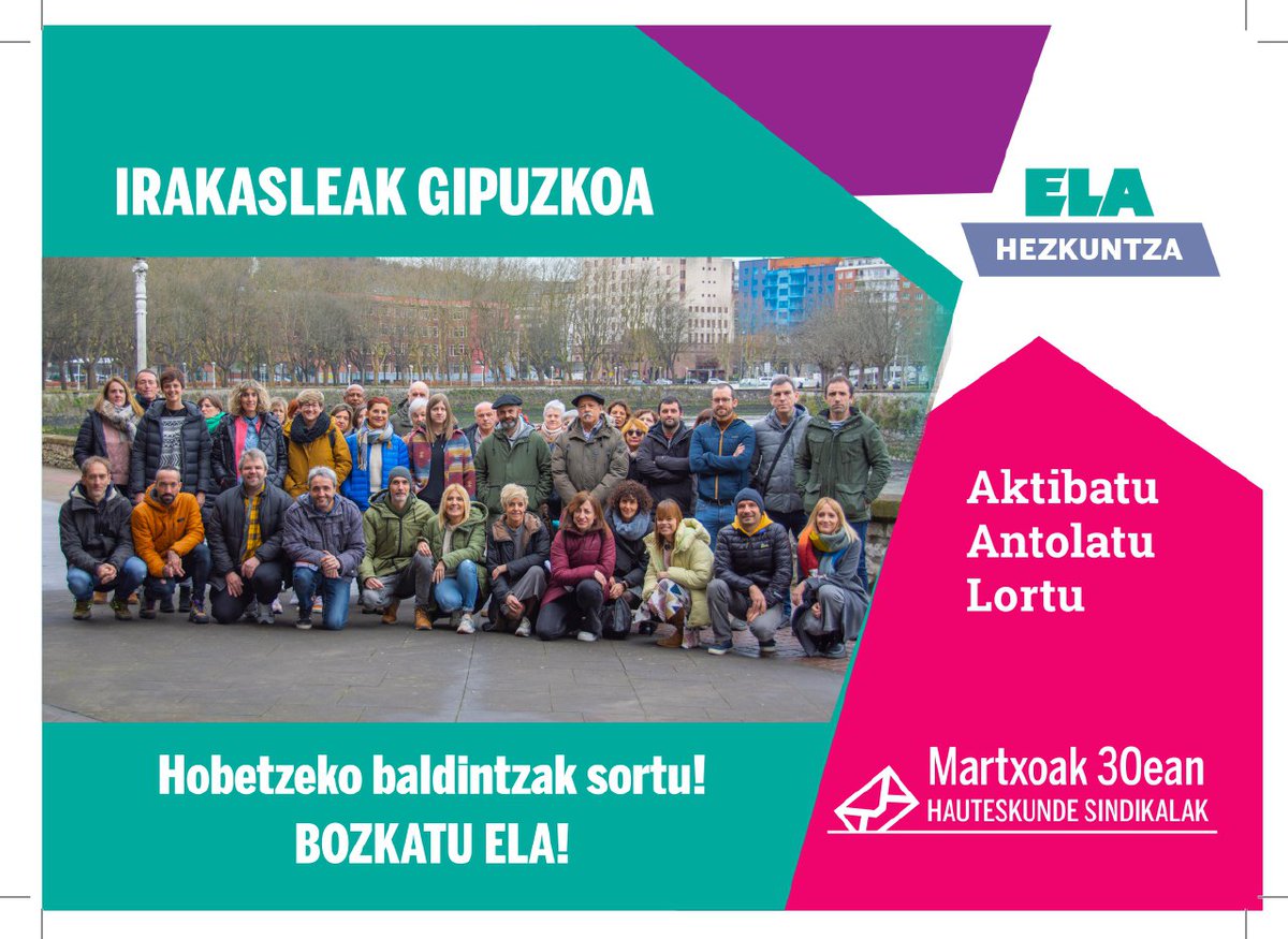 ELAHezkuntza's tweet photo. @ELAsindikatua|k indarra duenenan, garaipenak daude.
#IRAKASLE-etan hobetzeko baldintzak sortu‼️
📢Bozkatu ELA‼️
#HezkuntzanELA
#AktibatuAntolatuZaindu https://t.co/KFax1SmO1b