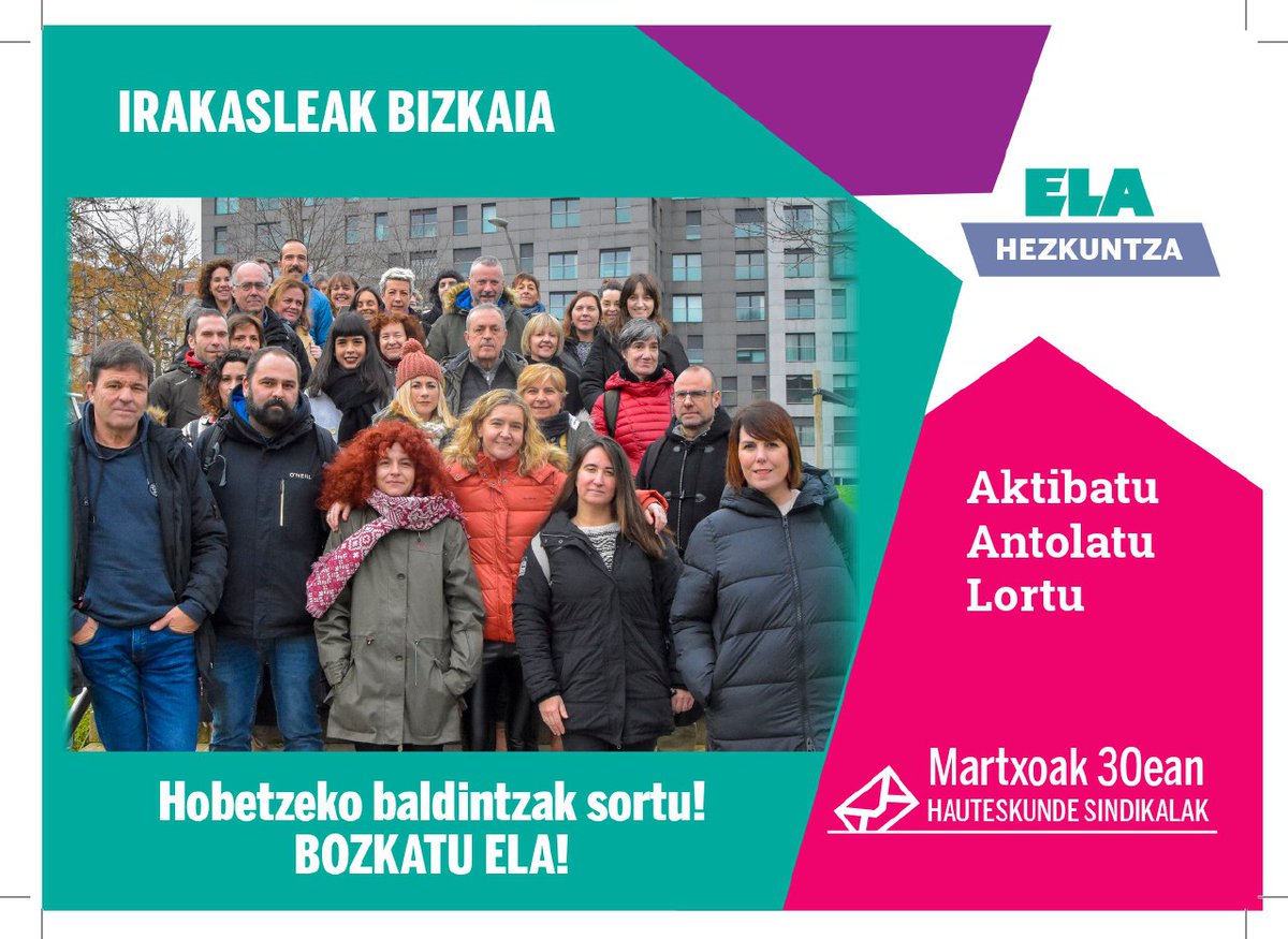 ELAHezkuntza's tweet photo. @ELAsindikatua|k indarra duenenan, garaipenak daude.
#IRAKASLE-etan hobetzeko baldintzak sortu‼️
📢Bozkatu ELA‼️
#HezkuntzanELA
#AktibatuAntolatuZaindu https://t.co/KFax1SmO1b