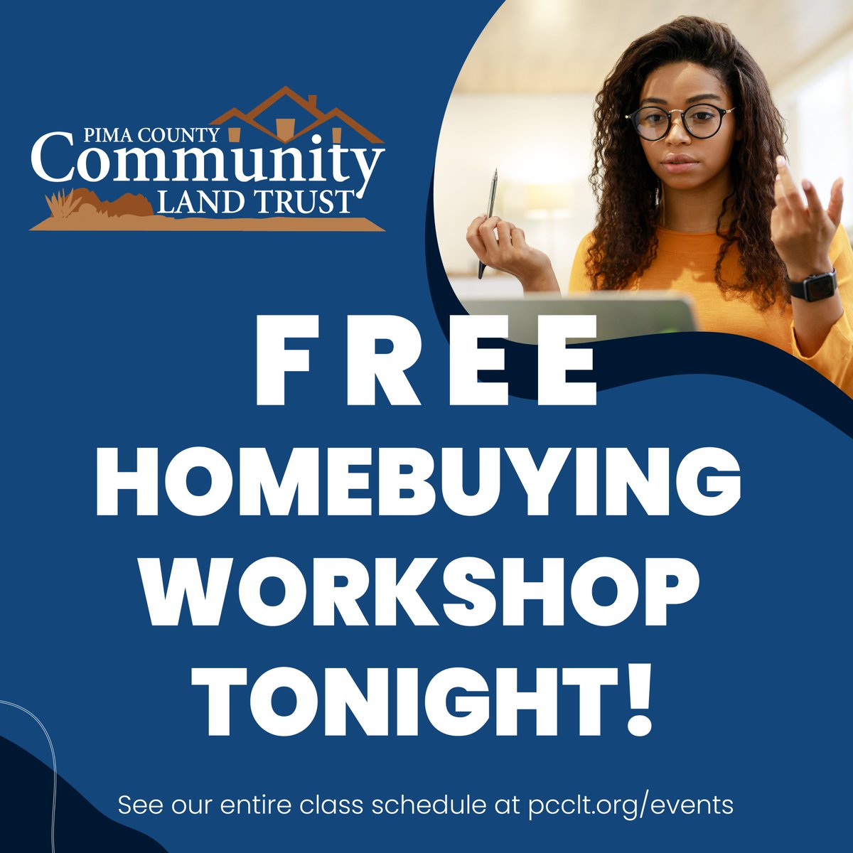 pimacountyCLT's tweet photo. Tonight is our free virtual homebuying workshop, Managing Your Money and Understanding Credit. In this class, you'll learn the importance of building and maintaining good credit and get tips on improving your credit rating: https://t.co/FvekJG5a7q https://t.co/BvBXCSRiWk
