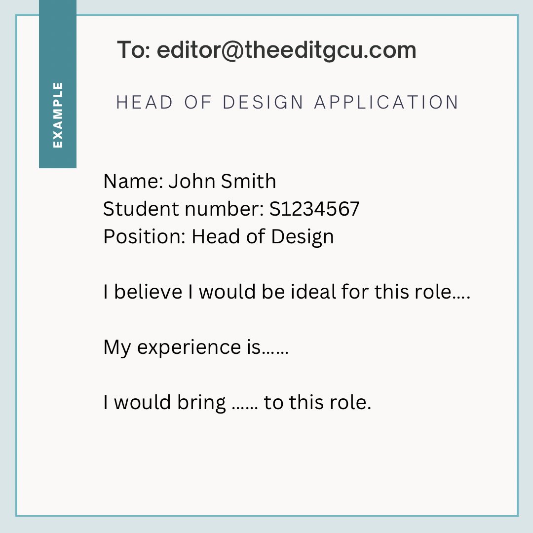 Committee Elections 23/24 are underway! 

Check out how to apply if you’re interested in joining The EDIT committee for 23/24.

Applicants MUST be GCU students in the 2023/24 academic year to be considered for committee 💙✨