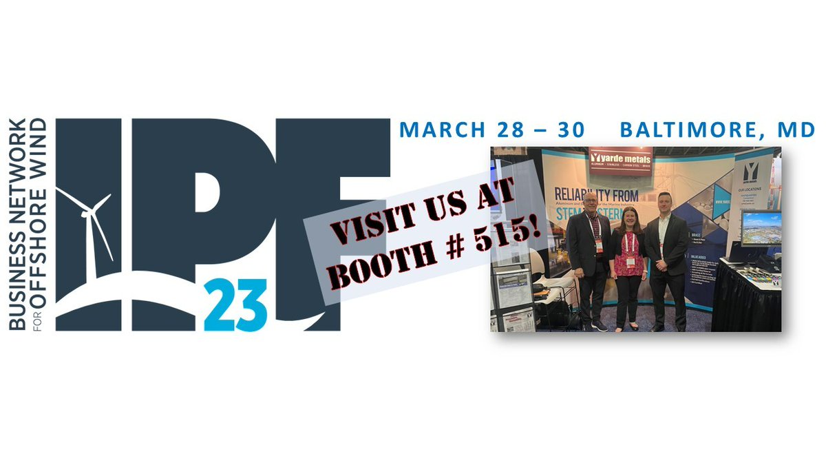 Excited to exhibit again at this year's IPF Business Network for Offshore Wind in Baltimore, MD!  See you there!

#IPF2023 #offshorewind #metalsupplier #aluminum #stainless
