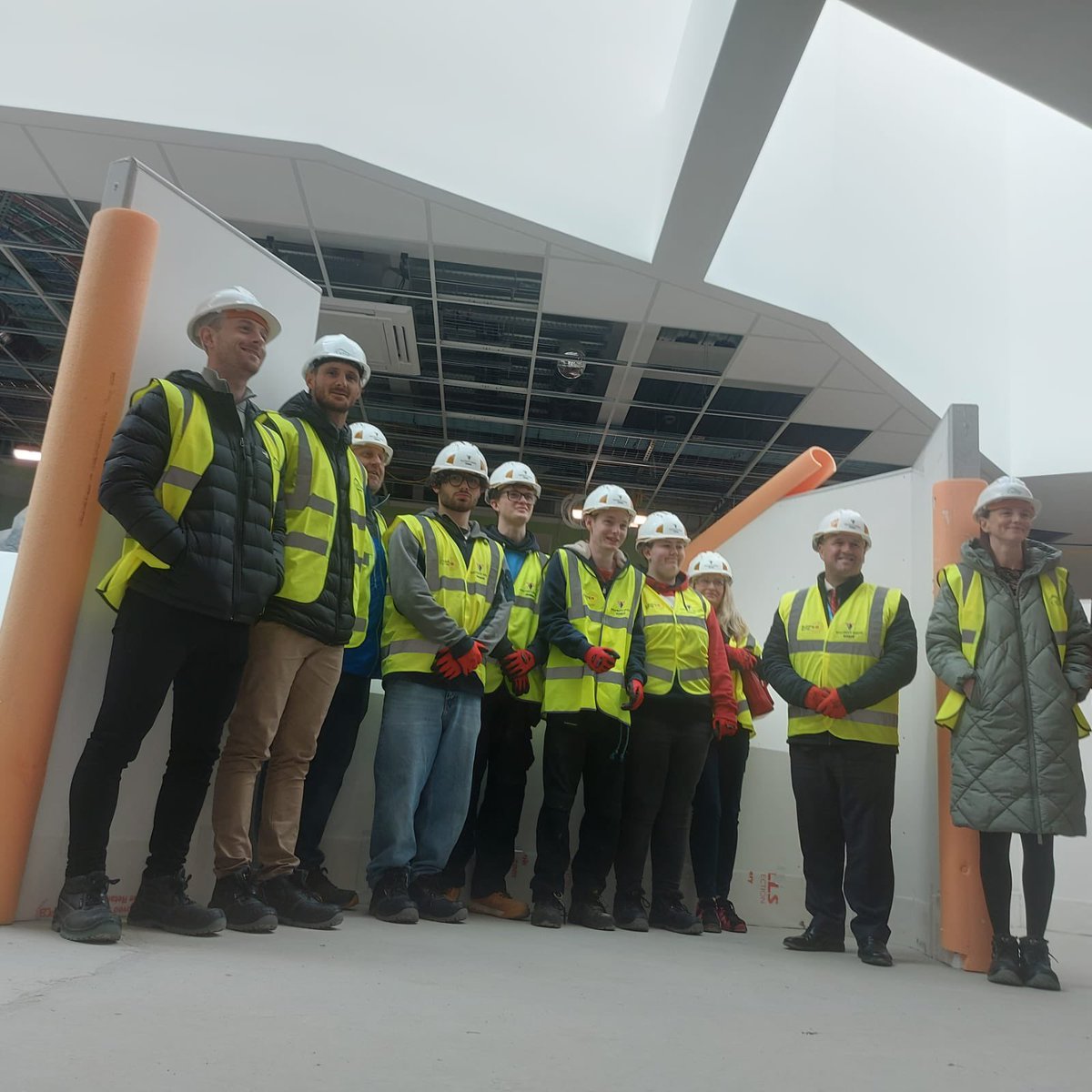 CCTALimited's tweet photo. Live site visit for Carpentry students @ColegSirGar to Carmarthenshire Custody Suite and Policing Hub, Dafen, Llanelli @WillmottDixon for Open Doors Week @CyfleBuilding https://t.co/G4Ix0726Pg