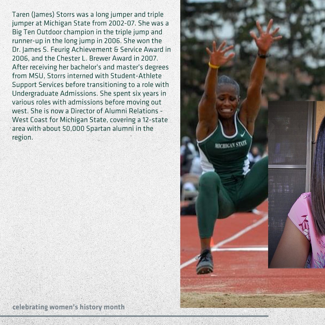 MSU_Athletics's tweet photo. Today we highlight Taren Storrs, a member of @MSU_TFXC from 2002-07.

#WomensHistoryMonth2023 https://t.co/qzVRZN0ZW0