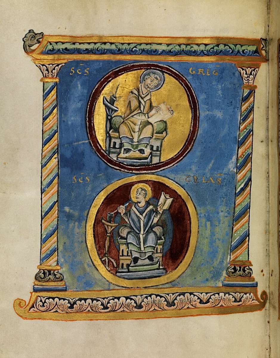 red_loeb's tweet photo. Gregory the Great and Gelasius I

Bamberg State Library Msc.Lit.1; Sacramentary; early 11th century; Fulda; f.12v https://t.co/h403qVRqyp