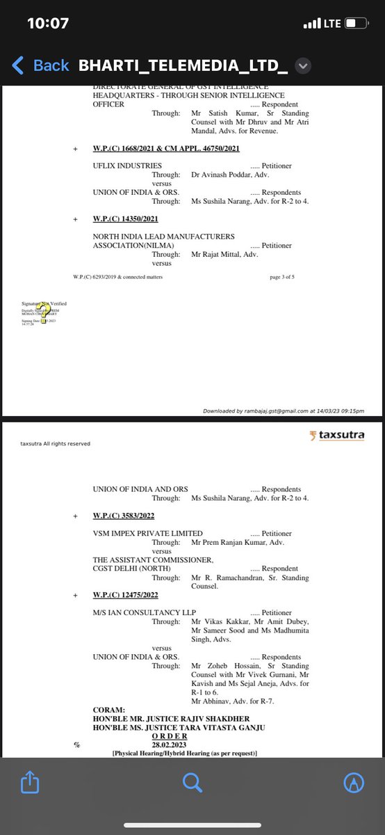 rambajajgst's tweet photo. Section 16(2)(c) Supplier not deposit tax और Section 16(4) ITC availed after Sept के ये इतने सारे केस है अभी दिल्ली High Court में, जिसको अब एक साथ कर दिया है और फ़ैसला कब आएगा, वो तो भगवान जाने - For GST Update, Join this Group https://t.co/DB8tlfMZ0l https://t.co/SiQsLMYBJI