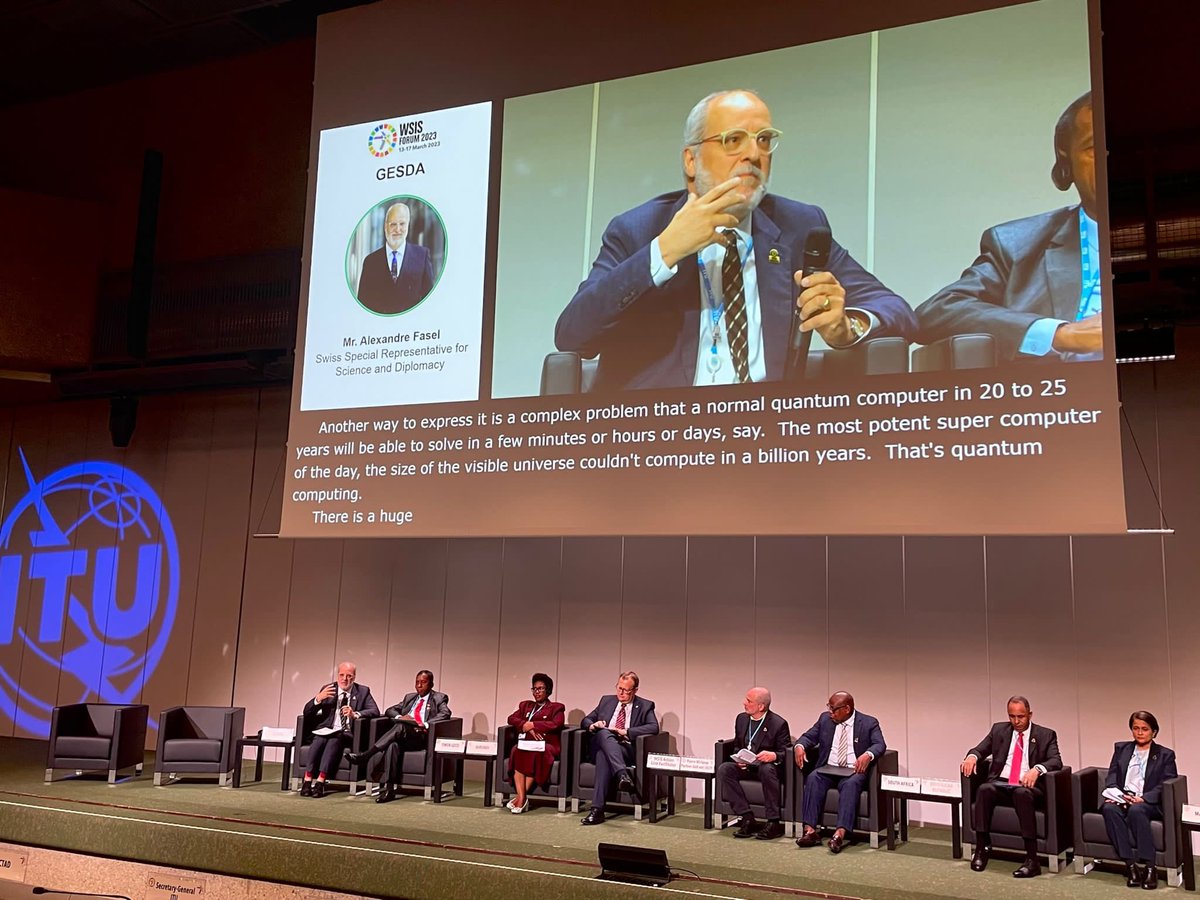 GESDA’s Diplomacy Forum Chair @SwissAmbSciDip participates at WSIS High Level Political Segment &amp; shares views on #AnticipatorySciDiplo #QuantumComputing &amp; #DigitalDivide