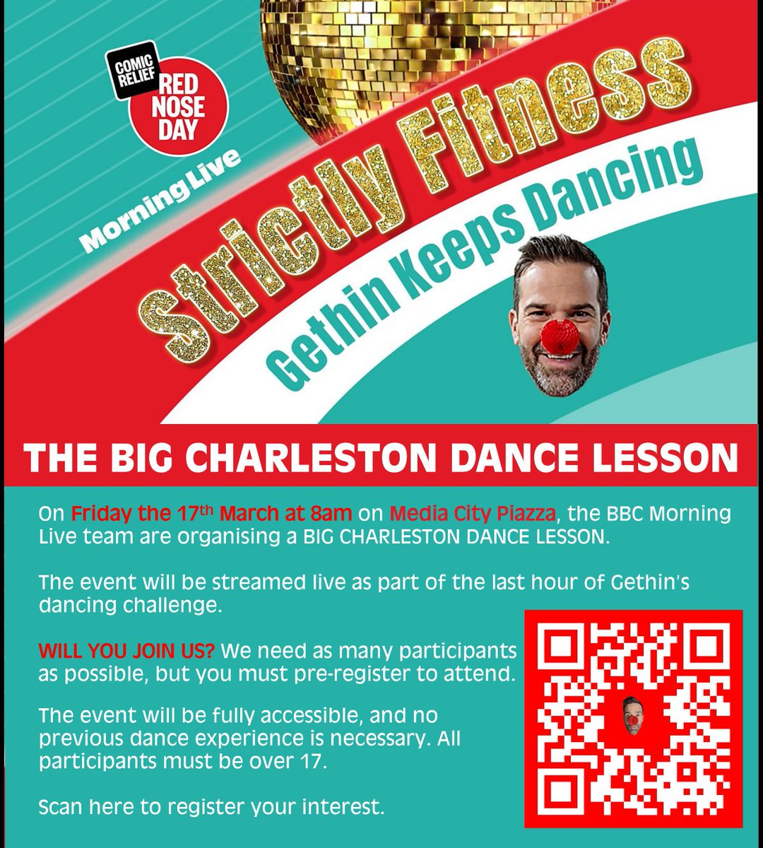 Lesley B (@library1lesley) on Twitter photo If you feel like getting a little bit active on Friday how about joining in, you can register with the QR code or by emailing Gethinkeepsdancing@bbc.co.uk or following the link tinyurl.com/MorningLiveCha…, #keepdancing #rednoseday If you feel like getting a little bit active on Friday how about joining in, you can register with the QR code or by emailing Gethinkeepsdancing@bbc.co.uk or following the link tinyurl.com/MorningLiveCha…, #keepdancing #rednoseday
