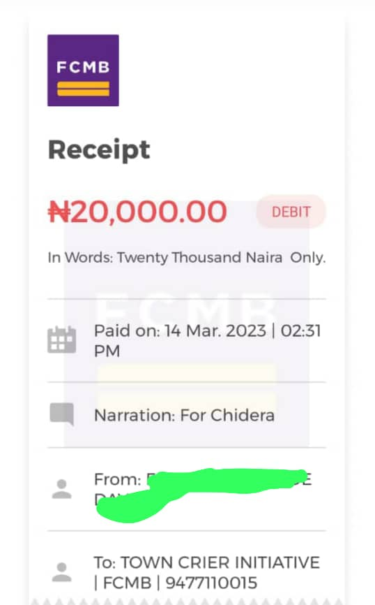 ogene_ogbodo's tweet photo. We are super excited to announced donation of N20,000, for the support #Chidera to go to IMT Enugwu. He needs support for Accomodation, Acceptance & School Fees.
Amount Needed: N195, 000
Amount Gotten So far : 35,000
For Donations:
9477110015
FCMB
Town Crier Initiative. https://t.co/G5sFfaIMHv