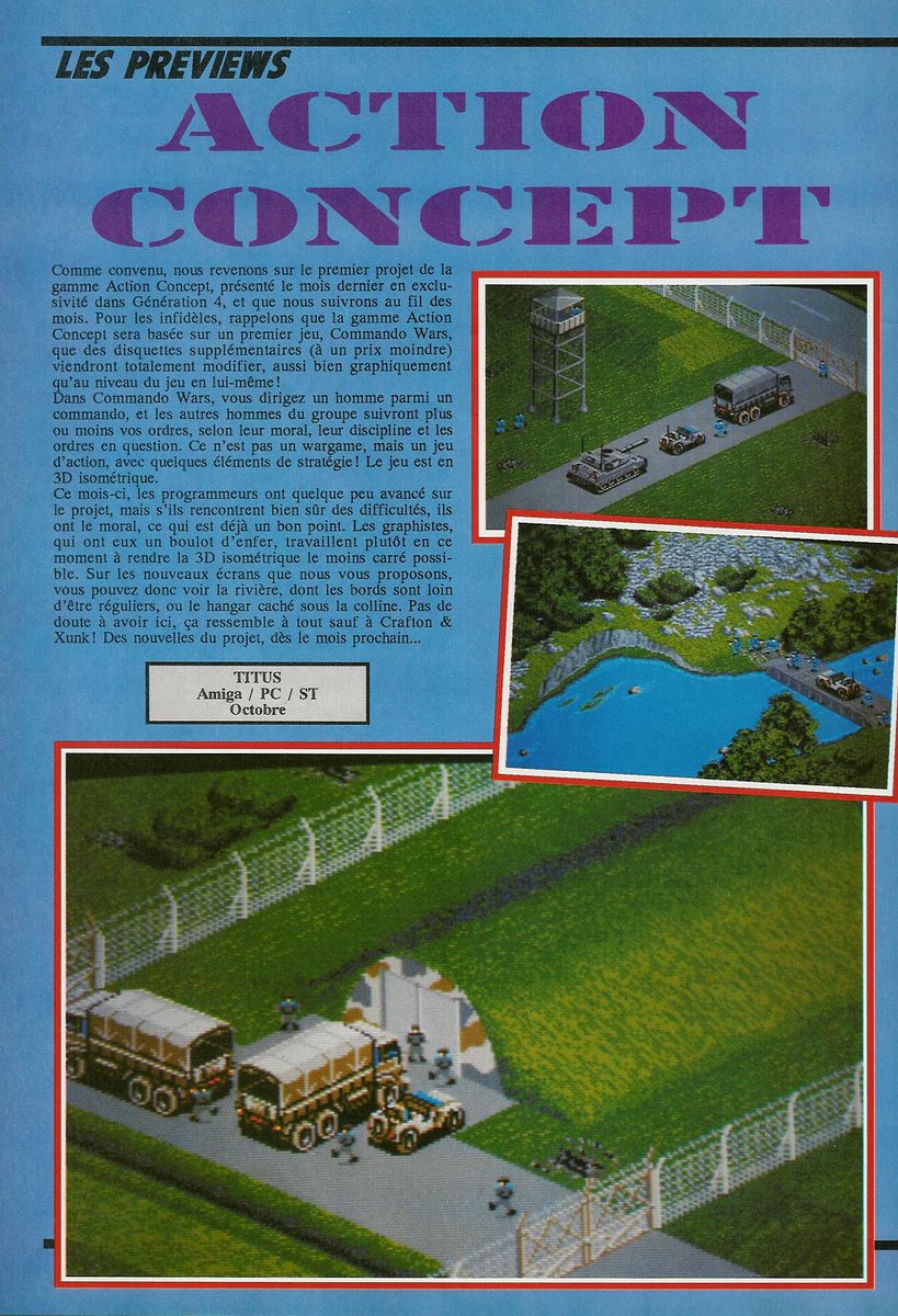 Gamrok's tweet photo. In addition, 9 data disks were planned. They'd have been set in various environments: Vikings, Romans, Aztecs, Vietnam, World War, Prehistory and Sci-fi!
But Commando War and its expansions will never be released.
π§΅ 2/
#TitusSoftware #RetroGaming #AtariST #Amiga #DOSGaming https://t.co/kuPEvL4msc