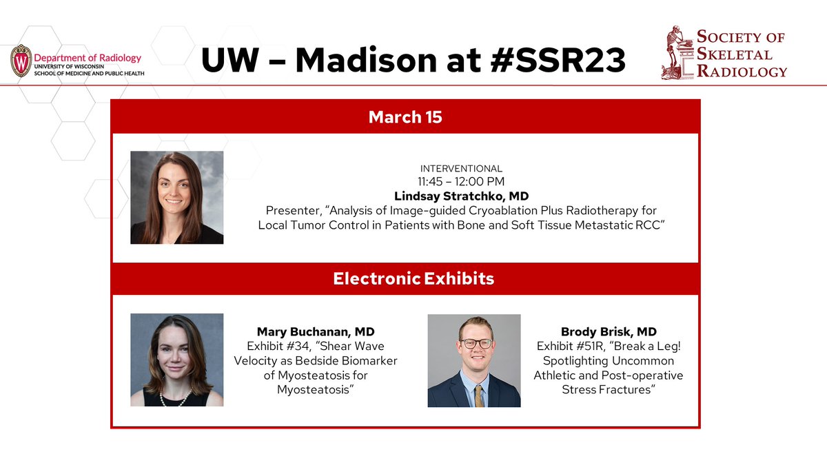 UWiscRadiology's tweet photo. With one more day of #SSR23, there’s still more presentations and exhibits from UW Radiology to look forward to! @LStratchko https://t.co/o5niQNxlX1