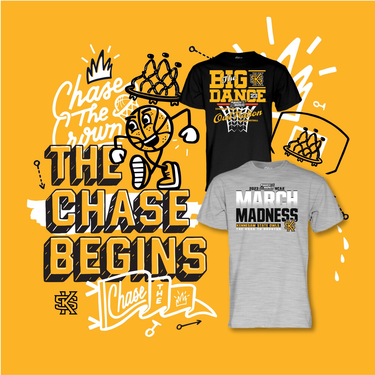 KSULicensing's tweet photo. For the first time, the Owls are in the Big Dance! Own a piece of history by grabbing your March Madness T-shirt from the KSU Bookstore today. Not near campus? Visit the link below to order online!
🔗 https://t.co/TeXvxbRwNH https://t.co/e7h6aJZVjs