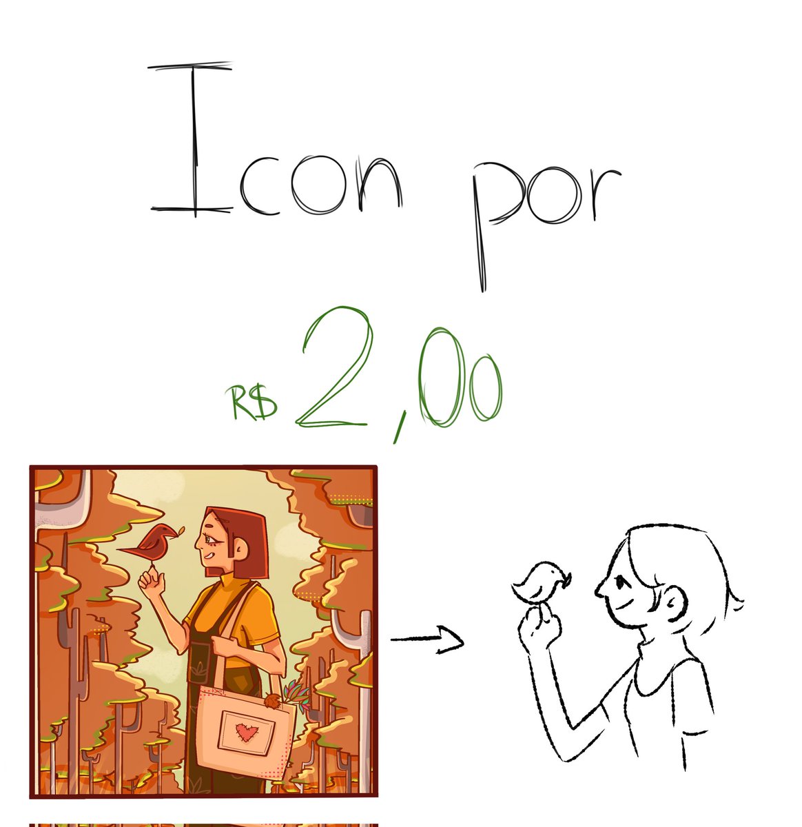 Brunnnart's tweet photo. ICON POR 2 REAIS
Tô juntando um dinheirinho pra me ajudar

•Pintura simples por 6 reais a mais 
•O pix vai estar nos comentários
•Mandem o comprovante na dm ou no insta (brunnnart) https://t.co/6YId2a0F93
