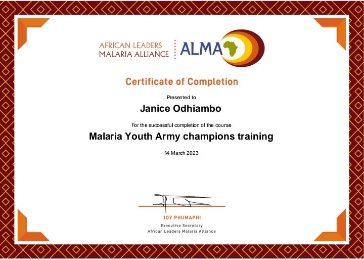 Elated to have completed the @ALMA_2030 malaria training program. This newly acquired knowledge will be instrumental in monitoring progress made in Malaria interventions in the country. 

Looking forward to working with @MalariaYouthKE. 

#zeromalariastartswithme
#malariamustdie