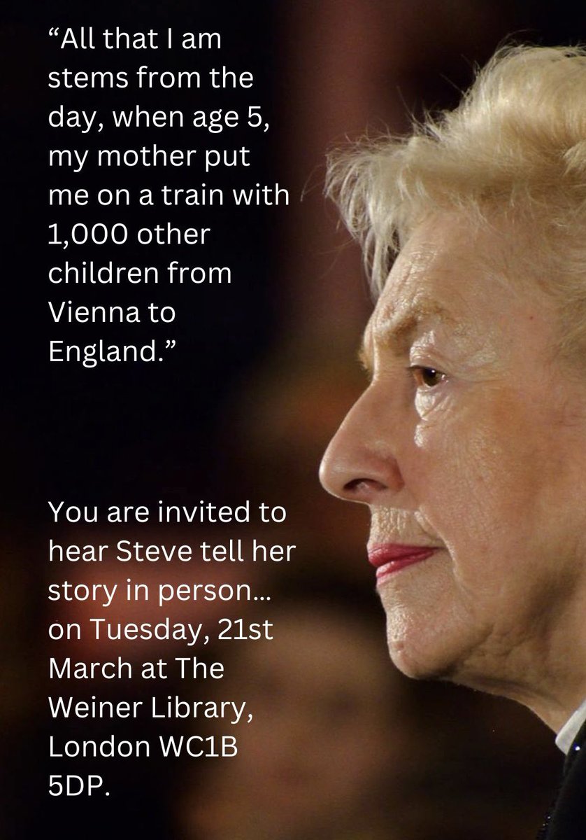 Steve is telling her story “My Family in Exile” next week from 18:30 at The Weiner Library, do join us wienerholocaustlibrary.org/event/talk-dam…
