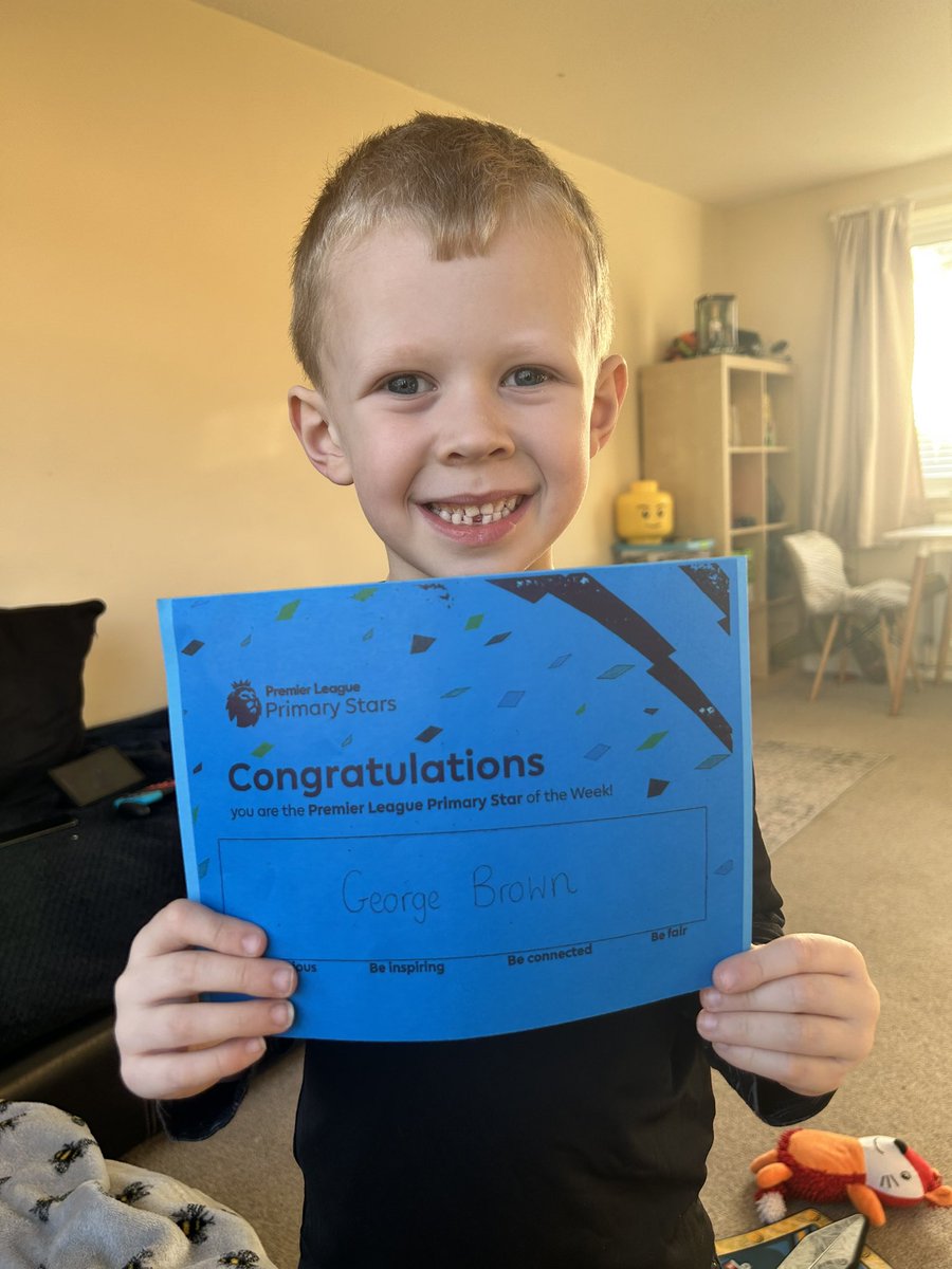 Super proud mummy! My son George plays football every Tuesday at school and today he got @premierleague Primary Star award for his excellent football skills! He’s super proud and hopes to be a footballer when he grows up! #footballfans #proudmummy