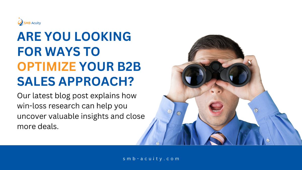 Are you looking for ways to optimize your B2B sales approach? Our latest blog post explains how win-loss research can help you uncover valuable insights and close more deals: smb-acuity.com/unlocking-the-…

#salesresearch #salesstrategy #B2Bsales