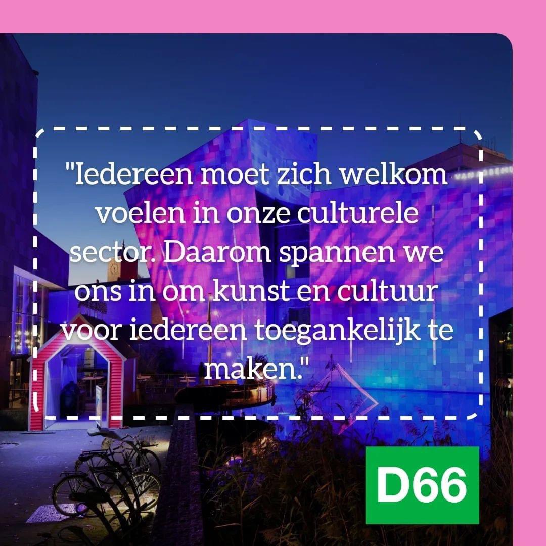 Stem Kunst &amp; Cultuur vooruit! 🎨

D66 investeert weer in kunst en cultuur. Zo zorgen we dat deze sector toegankelijk wordt voor iedereen! 

Stop stilstand. Stem vooruit.
Stem 15 maart D66. 💚

#StopStilstandStemVooruit 
#StemD66