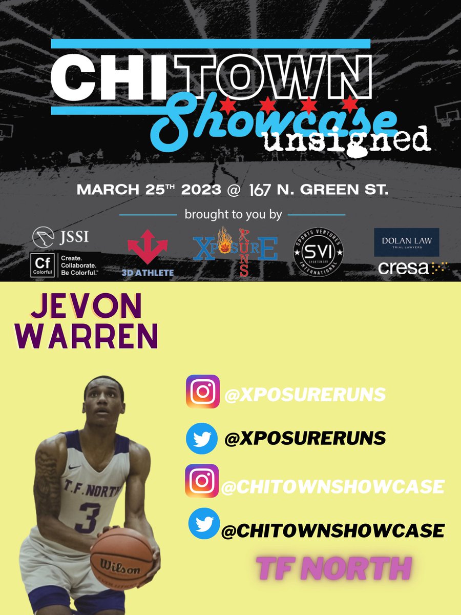 XposureRuns (@xposureruns) on Twitter photo Next player to announce averaged 18pts 9rebs 3 blks 2 stls & led the 3A w/most dble dbles on the season.
What should Coaches know: "I'm coachable, I do what's asked on&off court, and I'm a good student"
Welcome Jevon Warren <a href="/JevonWarren3/">Jevon Warren</a> to the UnSigned Senior Combine Showcase Next player to announce averaged 18pts 9rebs 3 blks 2 stls & led the 3A w/most dble dbles on the season.
What should Coaches know: "I'm coachable, I do what's asked on&off court, and I'm a good student"
Welcome Jevon Warren <a href="/JevonWarren3/">Jevon Warren</a> to the UnSigned Senior Combine Showcase