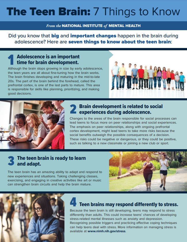 ChadwickCenter's tweet photo. It's #BrainAwarenessWeek! Teens may respond to #stress differently than adults. Recognizing #triggers &amp; practicing effective #CopingTechniques can help teens deal w/ stress. Info on managing stress: https://t.co/DVKBroK55d.
@NIMHgov fact sheet: https://t.co/4qHuTUQWsK. #BrainWeek https://t.co/QsOqE4EGOS