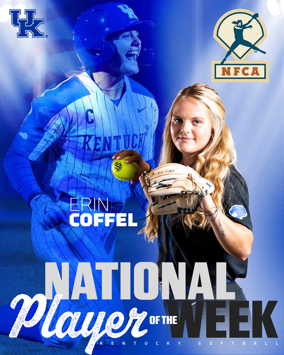 Kentucky Softball (@uksoftball) on Twitter photo 🚨🏆🚨🧹🚨🥎🚨
🏆 NFCA National Player of the Week
😼 <a href="/erincoffel5/">Erin Coffel</a>
🏆 NFCA National Pitcher of the Week
😼 STEPHANIE SCHOONOVER
Full release: bit.ly/3ZKRszS
#WeAreUK x <a href="/NFCAorg/">National Fastpitch Coaches Association</a> 🚨🏆🚨🧹🚨🥎🚨
🏆 NFCA National Player of the Week
😼 <a href="/erincoffel5/">Erin Coffel</a>
🏆 NFCA National Pitcher of the Week
😼 STEPHANIE SCHOONOVER
Full release: bit.ly/3ZKRszS
#WeAreUK x <a href="/NFCAorg/">National Fastpitch Coaches Association</a>