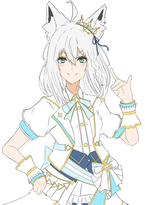 白上さんの線画やっとある程度終わった\\\\٩( 'ω' )و //// 