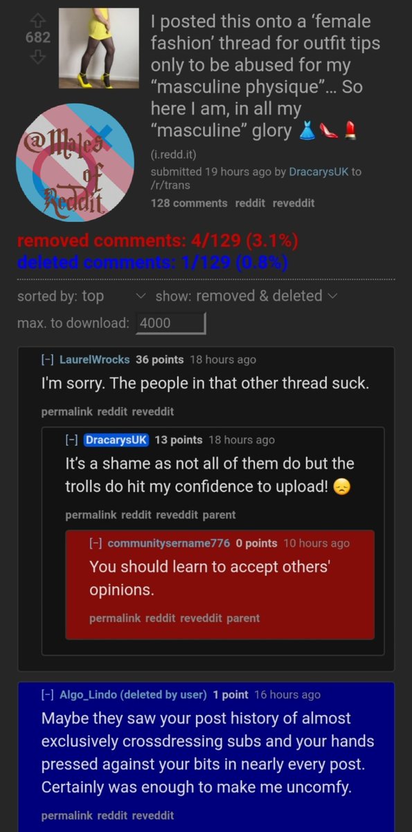 Males Of Reddit on Twitter "MTF seeks a circle jerk after "female fashion" thread pans his style"