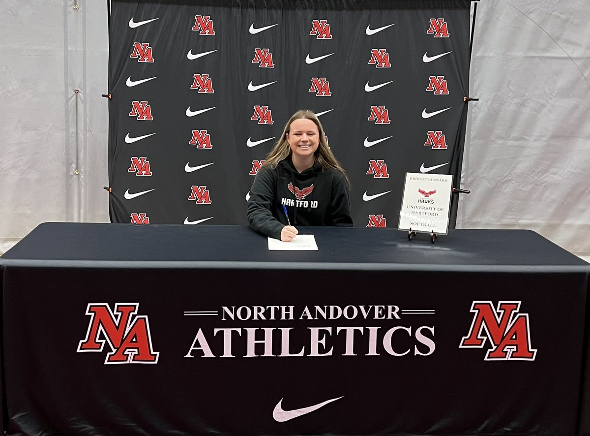 Congratulations 🎉 go out to Bridget Bernard, who signed her NLI today and will be continuing her academic 📚 and softball 🥎 career at the University of Hartford ❤️🖤 #proudprogram #hawks