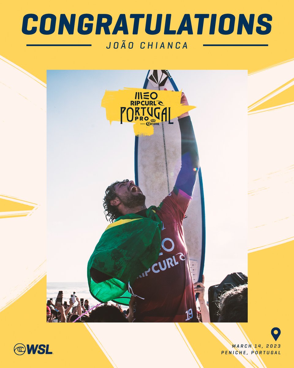 Congratulations <a href="/joao_chumbinho/">Joao Chianca (chumbinho)</a>, winner of the #MEORipCurlProPortugal 🏆 !

<a href="/MEOpt/">MEO</a> <a href="/ripcurl/">Rip Curl</a> <a href="/corona/">Corona</a> <a href="/visitportugal/">Visit Portugal</a>