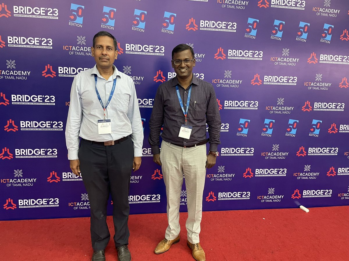 PrabhuShankarnd's tweet photo. Today we attended the ICT Academy’s 50th Edition of its Flagship Conference Bridge’23 @ictacademyindia @Chennaitradectc
Loyola-ICAM College of Engineering and Technology 🏫
#Loyolaicamcollege
#LICET
#LICETPlacecom
#LICETIndustrycommittee
#IndustryAcademia https://t.co/RYzLYquw5p