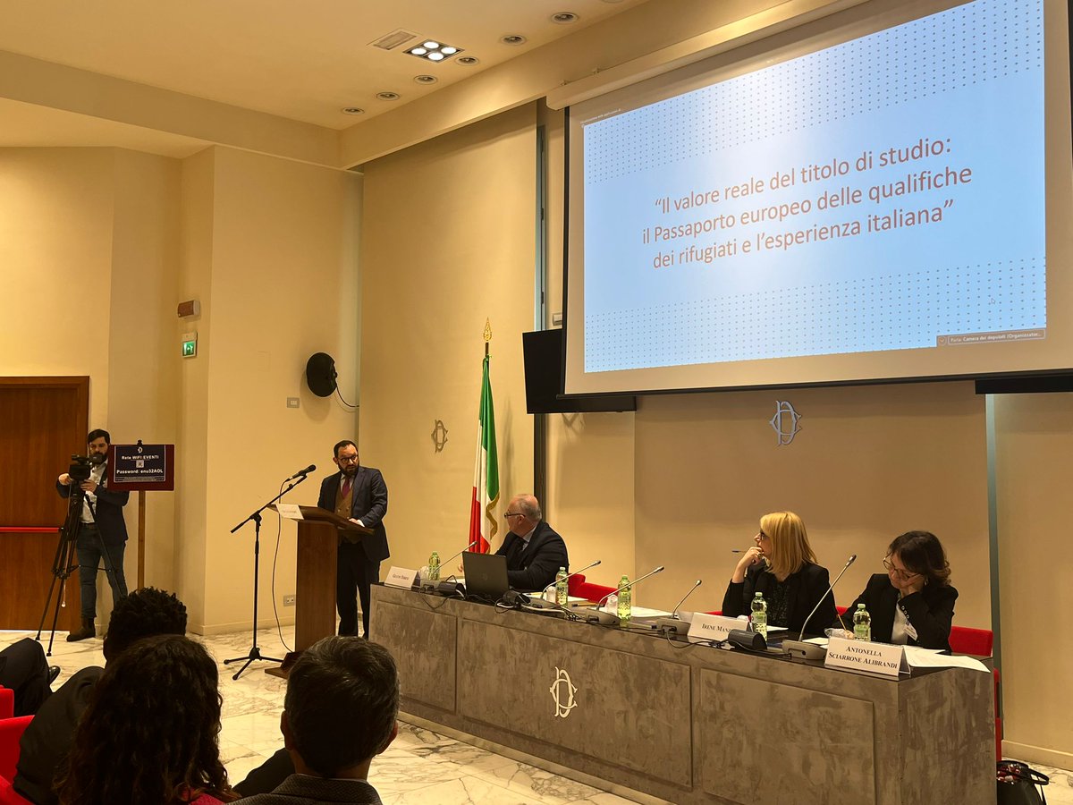 CIMEA_Naric's tweet photo. 📽️ @CIMEA_Naric presented today at @Montecitorio the short film PASS, written and directed by Emmanuel Exitu and produced by @wipitalia, on the 🇮🇹 experience in #recognition and implementation of the European Qualification Passport for Refugees #EQPR of @CoE_Education https://t.co/OwI5eG5ZM8