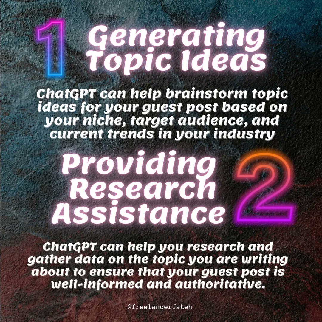 Freelancerfateh's tweet image. How ChatGPT can Boost your GUEST posting Work.

Follow me for more such content
@Freelancerfateh

Tags
#guestblog  #guestblogger #guestpost
#guestposting #guestpostingsites #guestposts #guestpostingservices #guestpostservice #guestposter #guestpostingwebsites #chatgpt4 #ChatGPT