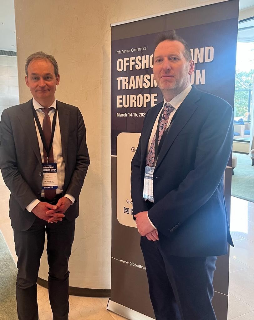 EirGrid's tweet photo. At Offshore Transmission Conference, Michael Mahon updates on @eirgrid’s work to deliver on @Dept_ECC @merrionstreet’s offshore renewables ambition. Also, we welcomed the opportunity to update and discuss progress with @energy4europe’s Joachim Balke https://t.co/AHLS2rcN79