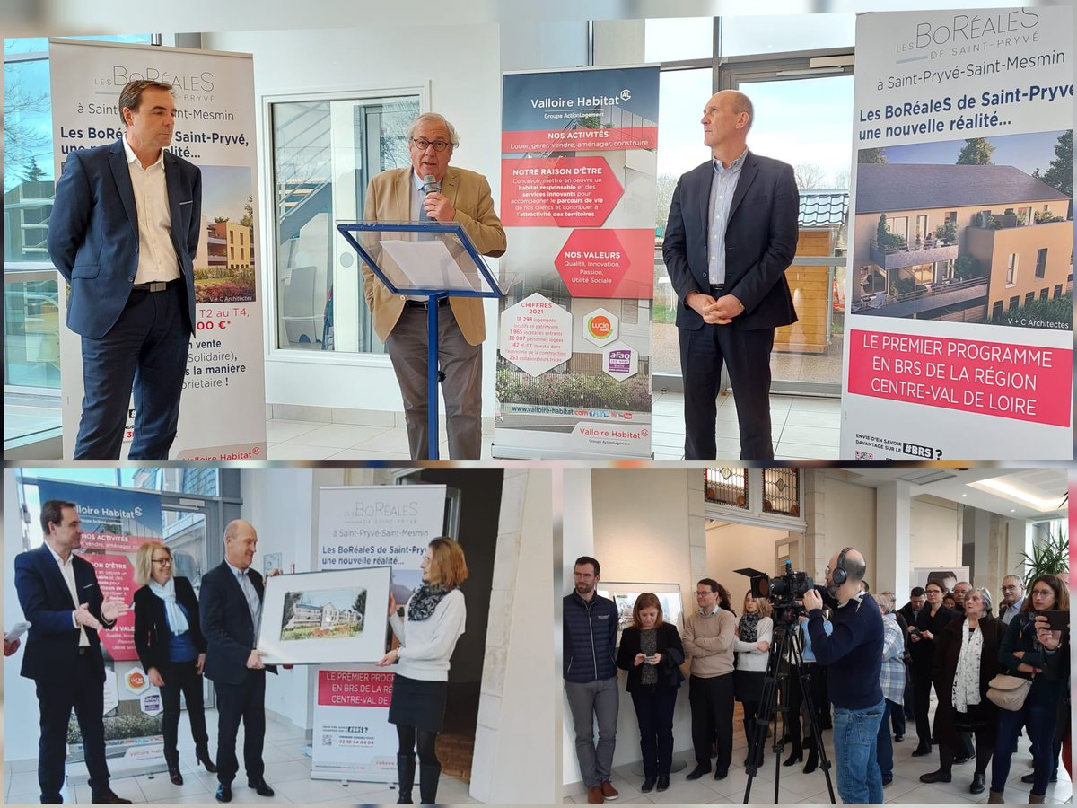 ValloireHabitat's tweet photo. [Lancement officiel #BRS #bailréelsolidaire : une 1ère en région Centre-ValdeLoire]
T.Cousin Maire de #SaintPryvé , JF.Escudier  président et V.Henneron DG #ValloireHabitat #ActionLogement ont fait le lancement officiel des Boréales en présence de nombreux partenaires. https://t.co/cCgZO8ttKT