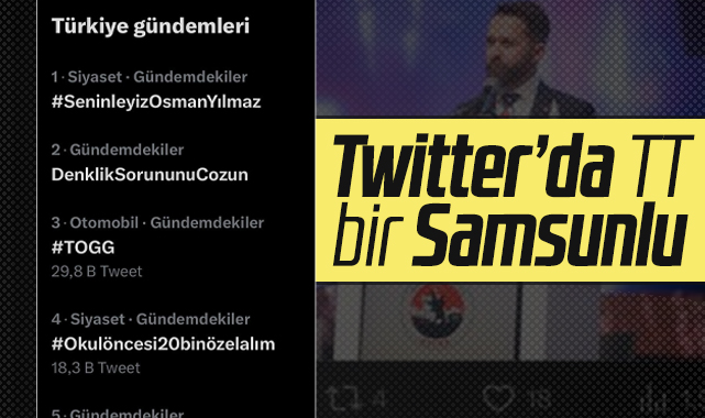 samsunkenthaber's tweet photo. #ASFED Genel Başkanı @OSMANYILMAZ5555  Twitter’da Türkiye Gündemi oldu  #Samsun  #SeninleyizOsmanYılmaz

https://t.co/4nB3oj8iXb https://t.co/uzNAxka6Zh