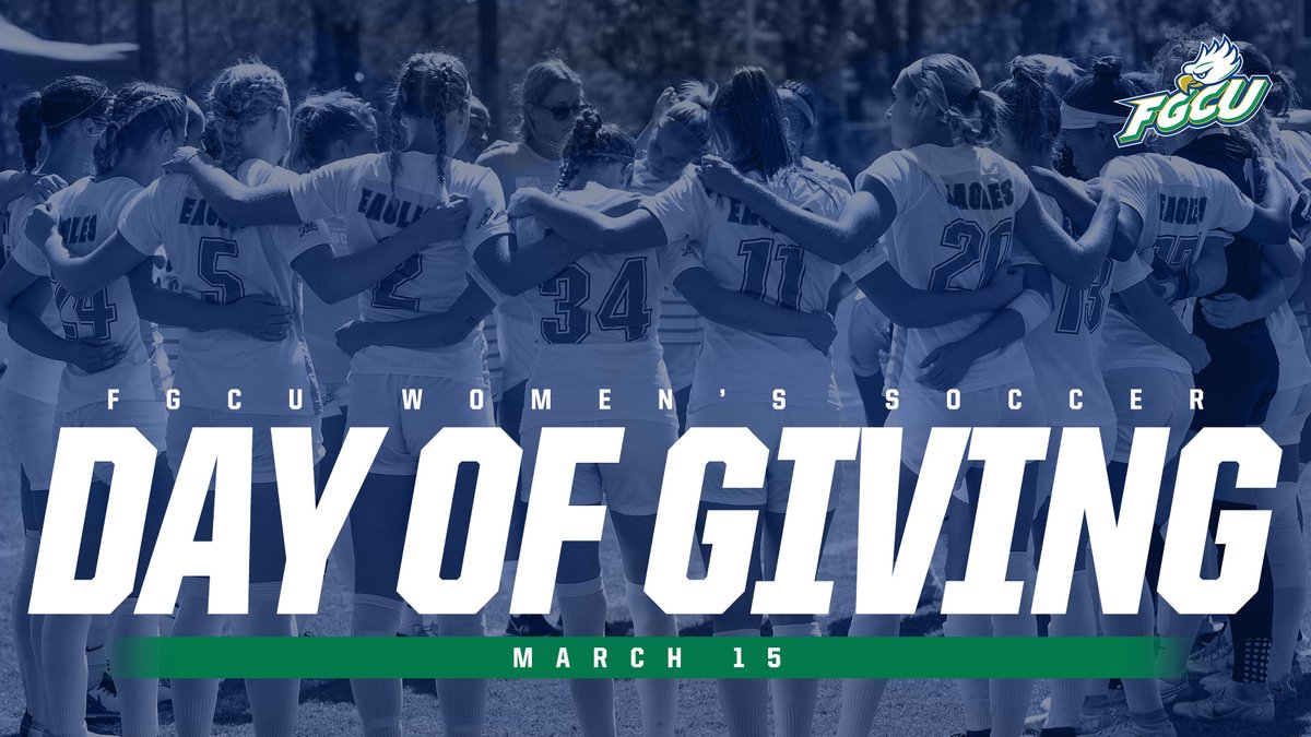 FGCU_WSoccer's tweet photo. It's FGCU Give Day! FGCU Give Day starts at NOON TODAY and runs through noon TOMORROW (3/16). 

Our participation in this fundraising effort will specifically help women’s soccer and our goals to enhance the student-athlete experience. 

Donate Here:
https://t.co/SuqTd8SKrJ https://t.co/ia5avjZieI