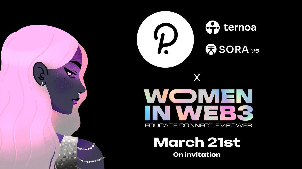 On March 21st, we'll host a dinner with partners working on <a href="/Polkadot/">Polkadot</a>, <a href="/Ternoa_/">ternoa</a>, and <a href="/sora_xor/">SORA | The First Blockchain Monetary System. 天</a>. 

We'll gather the personalities that have supported <a href="/wiw3_community/">WIW3 - Women in Web3</a> since the beginning during a dinner. 🔥