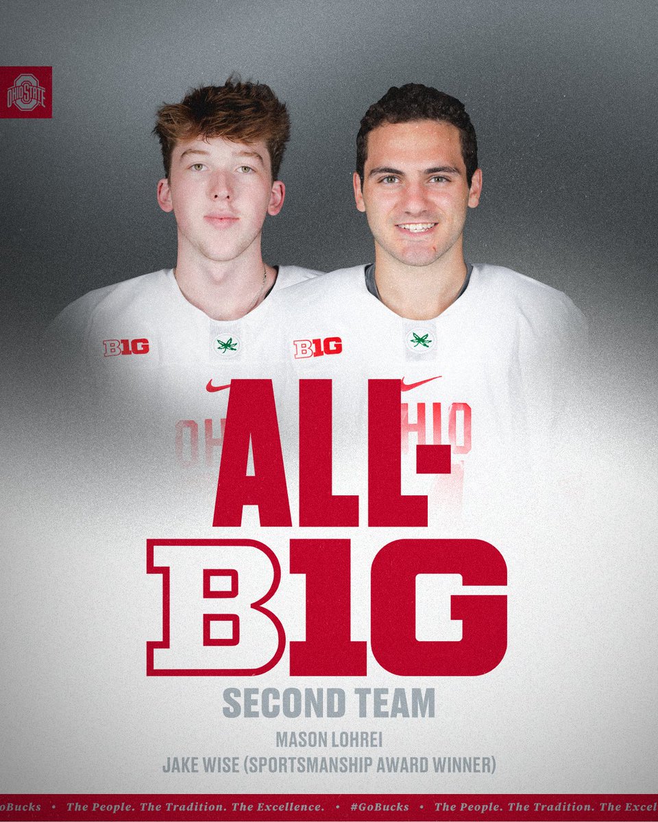 OhioStateMHKY's tweet photo. Congrats to the 𝘼𝙡𝙡-𝘽𝙞𝙜 𝙏𝙚𝙣 𝘽𝙪𝙘𝙠𝙚𝙮𝙚𝙨❗️

🌰 Mason Lohrei
🌰 Jake Wise
🌰 Jakub Dobeš
🌰 Stephen Halliday

📰 https://t.co/2tN2XURjXk

#GoBucks #B1GHockey 
@Mason_lohrei20 @wisey871 @S_Halliday77 @Lil_Doby44 https://t.co/zSIamKOja3