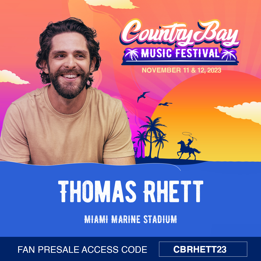 ThomasRhett's tweet photo. Miami! I canโt wait to see yโall this November for Country Bay Music Festival โ๏ธ Use my presale code CBRHETT23 to get tickets now: https://t.co/FgK3vD0TLp!
#MiamiGoesCountry #CountryBay #CBMF23 https://t.co/VvipWKjElT